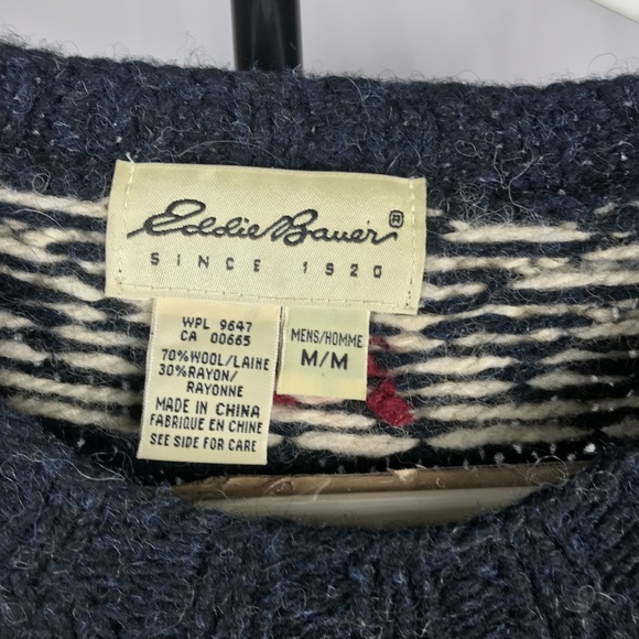 Eddie Bauer Mens MEDIUM Wool Nordic Sweater - Picture 3 of 4